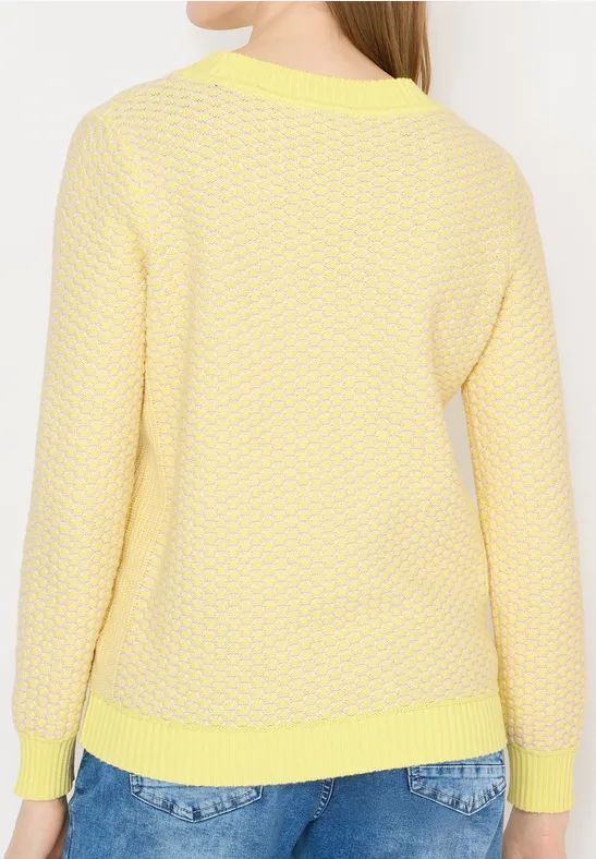 Zweifarbiger Strickpullover mit Grafikmuster