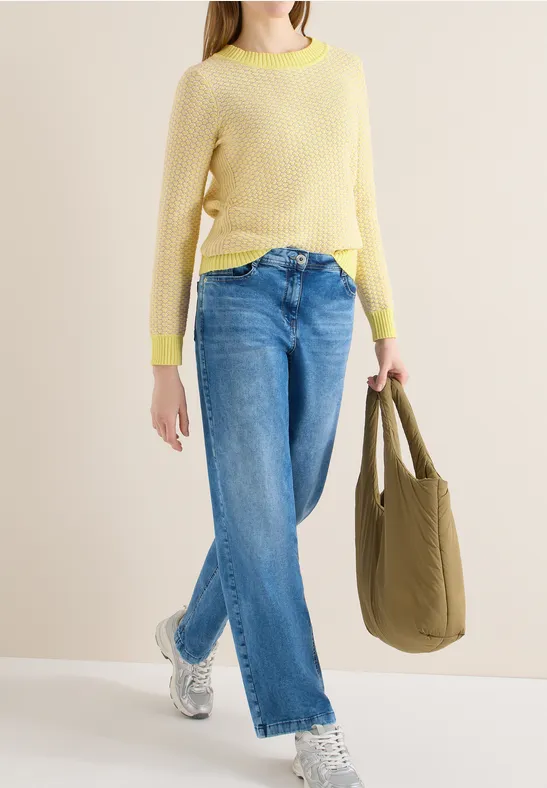 Zweifarbiger Strickpullover mit Grafikmuster