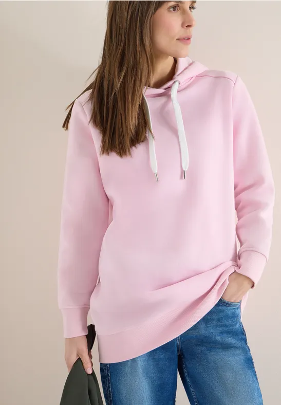 Langer Hoodie mit Tunnelzug-Kapuze