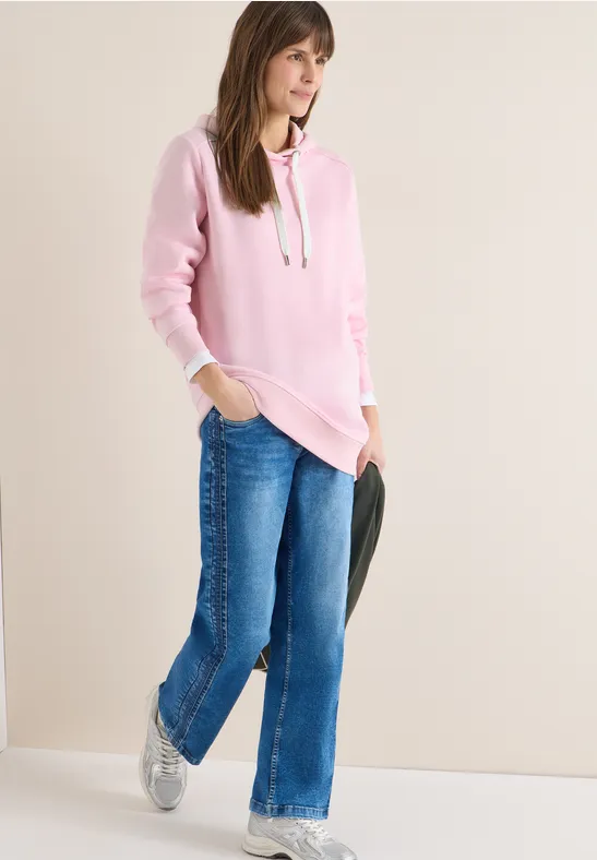 Langer Hoodie mit Tunnelzug-Kapuze