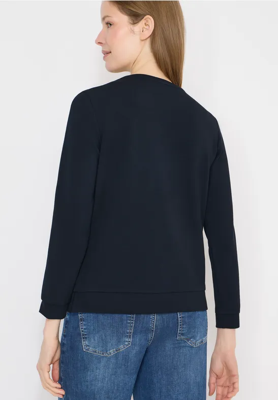Lässiges Sweatshirt mit Ärmelstickerei