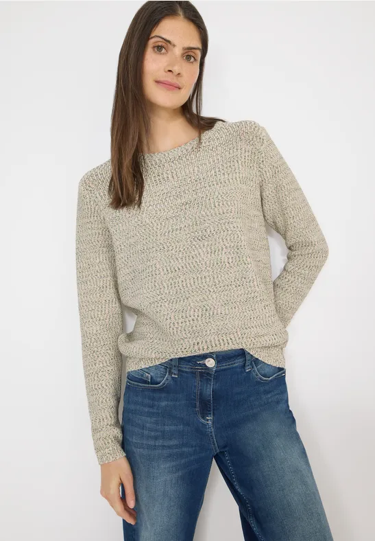 Melierter Pullover mit U-Boot-Ausschnitt