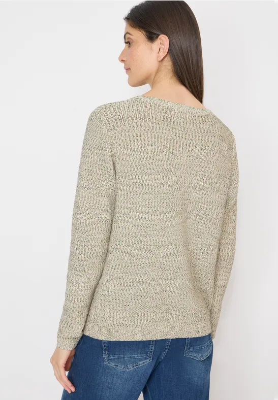 Melierter Pullover mit U-Boot-Ausschnitt