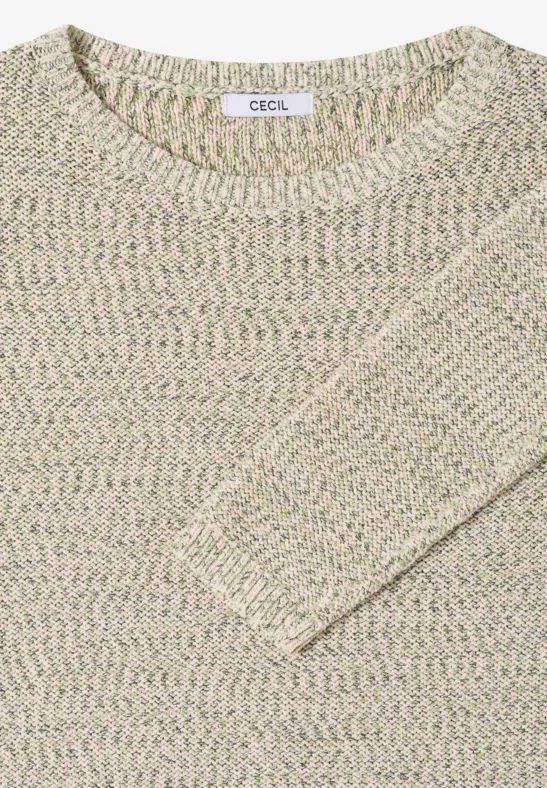 Melierter Pullover mit U-Boot-Ausschnitt