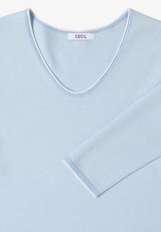 Zweifarbiger Pullover mit Rund-V-Ausschnitt