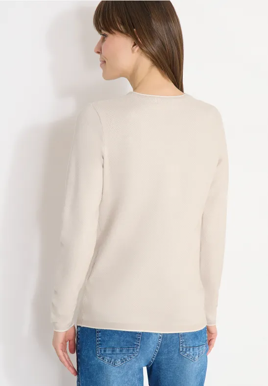 Weicher Zweifarbiger V-Ausschnitt Pullover