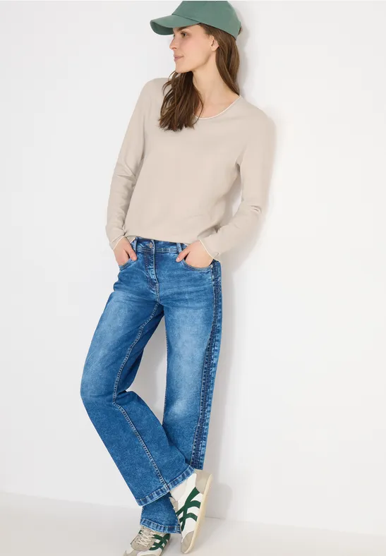 Weicher Zweifarbiger V-Ausschnitt Pullover