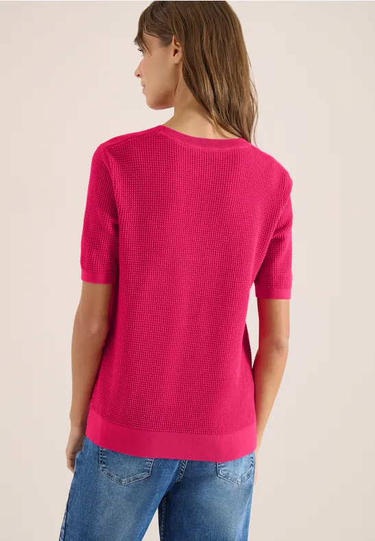 Strukturierter Kurzarm-Strickpullover