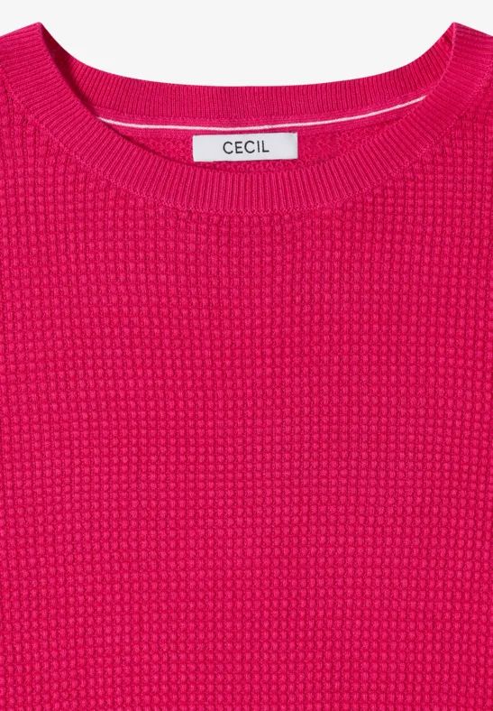 Strukturierter Kurzarm-Strickpullover