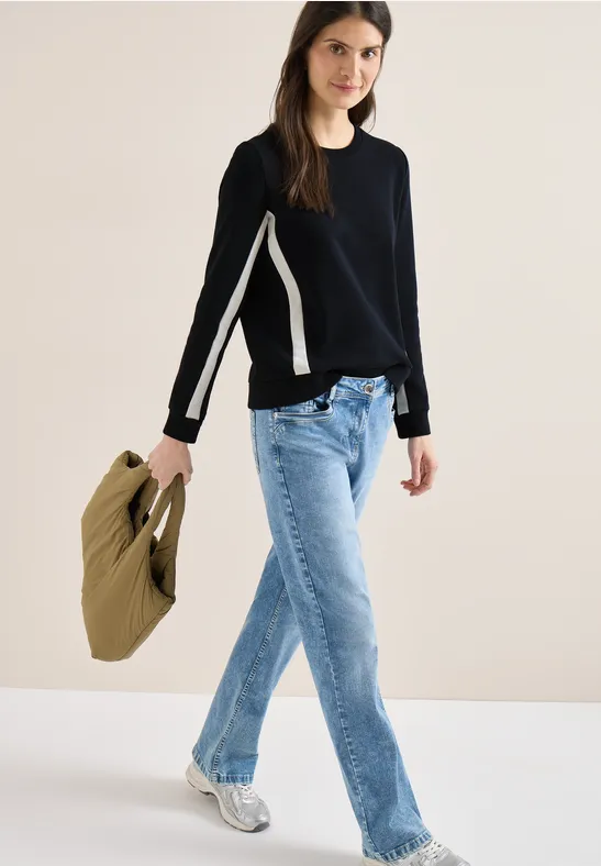 Sportives Colorblock-Sweatshirt mit Rundhalsausschnitt