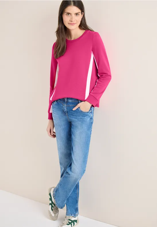 Sportives Rundhals-Sweatshirt mit Streifen