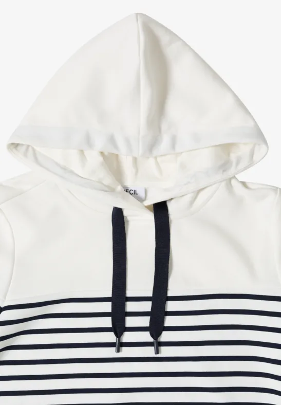 Gestreiftes Kurzarm-Sweatshirt mit Kapuze