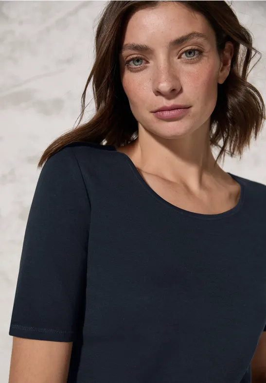 Essenzielles Baumwoll-T-Shirt mit Rundhals
