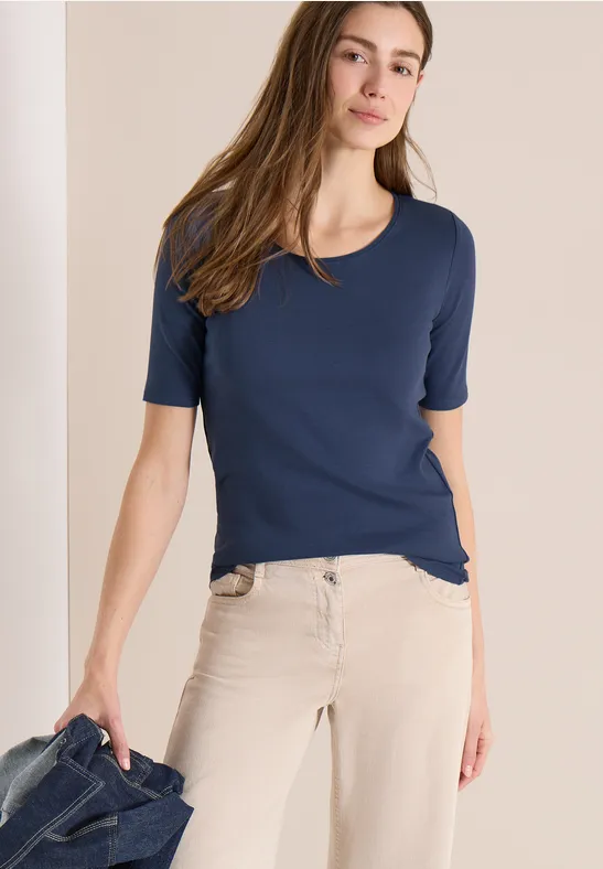 Essenzielles Baumwoll-T-Shirt mit Rundhals