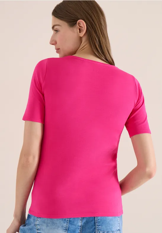 Klassisches Baumwollshirt mit Rundhalsausschnitt