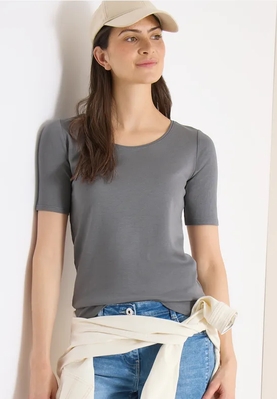 Essentielles Halbarm-T-Shirt mit Rundhalsausschnitt