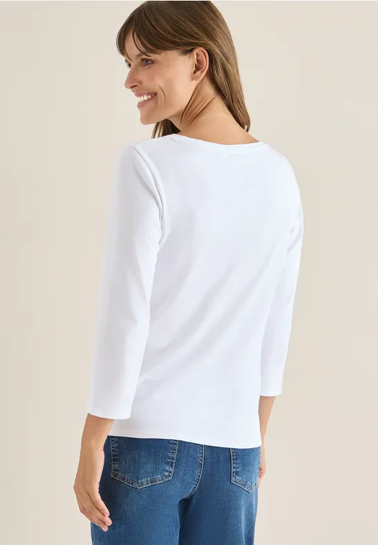 Klassisches 3/4-Arm-Shirt mit U-Boot-Ausschnitt