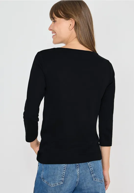 Minimalistisches 3/4-Arm-Shirt mit U-Boot-Ausschnitt