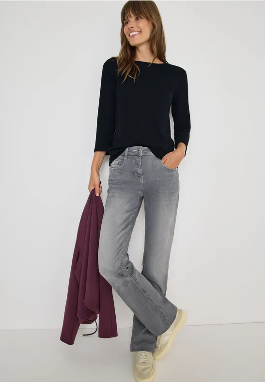 Baumwollshirt mit U-Boot-Ausschnitt