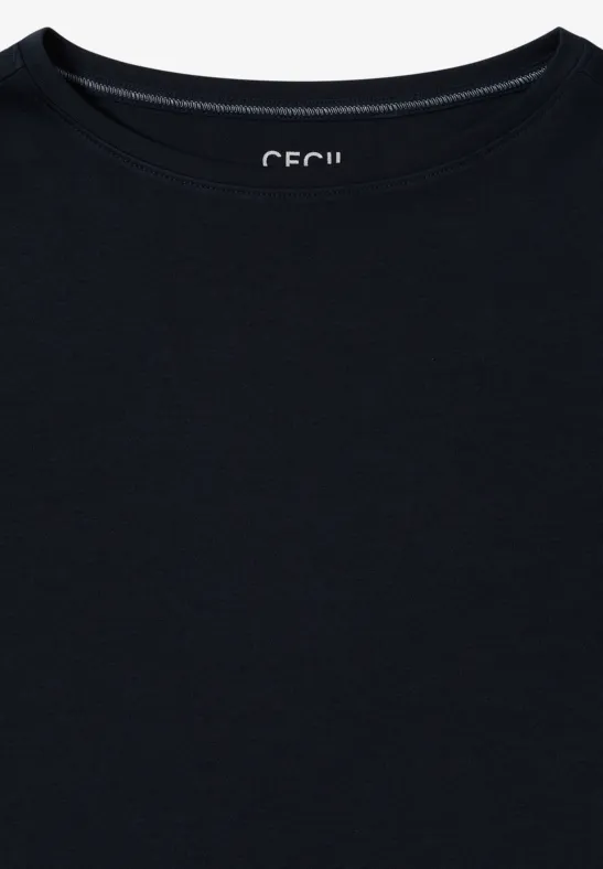 Baumwollshirt mit U-Boot-Ausschnitt