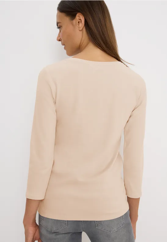 Lässiges U-Boot-Ausschnitt 3/4-Arm-Shirt