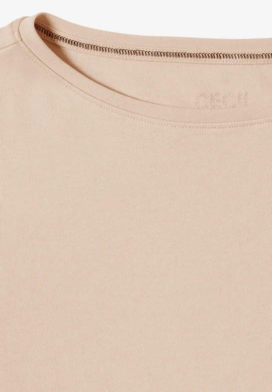 Lässiges U-Boot-Ausschnitt 3/4-Arm-Shirt