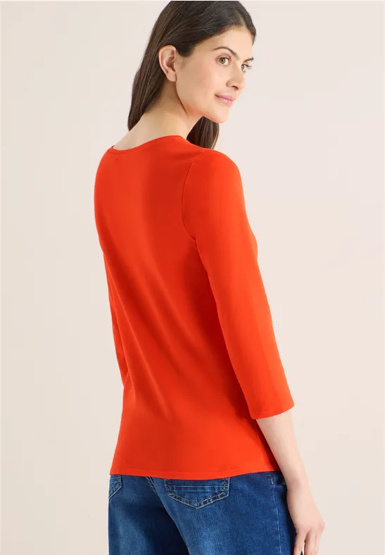 Lässiges U-Boot-Ausschnitt 3/4-Arm Shirt