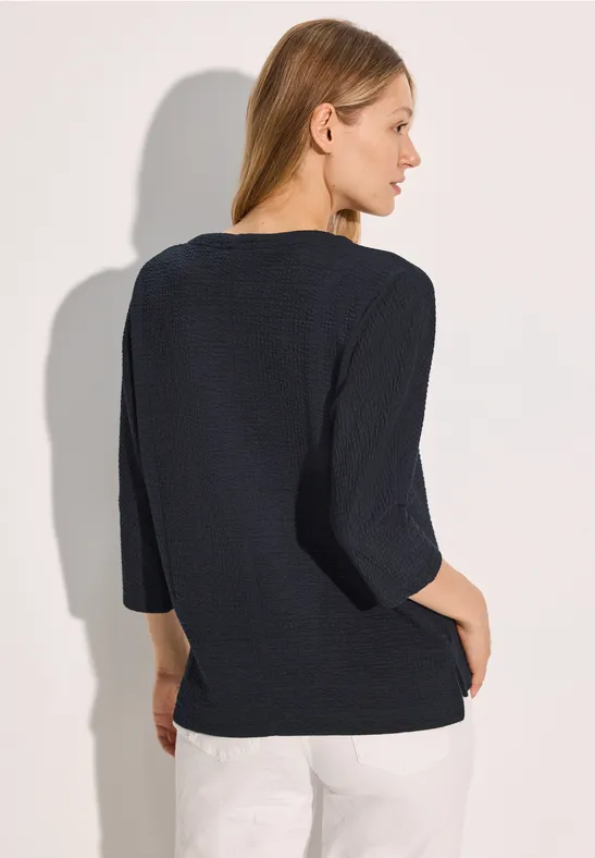 Strukturiertes Jacquard-Shirt mit Schlitz-Ausschnitt