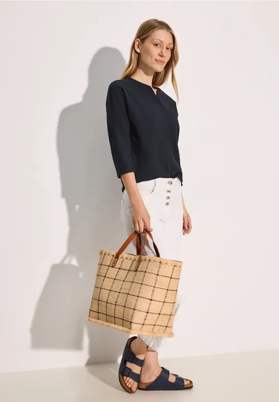 Strukturiertes Jacquard-Shirt mit Schlitz-Ausschnitt