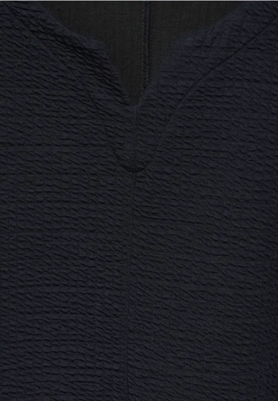 Strukturiertes Jacquard-Shirt mit Schlitz-Ausschnitt