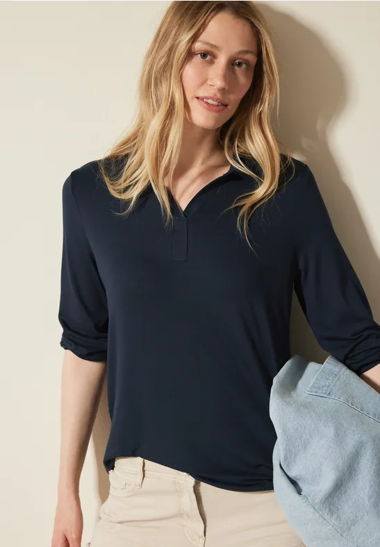 Minimalistisches Poloshirt mit 3/4-Arm