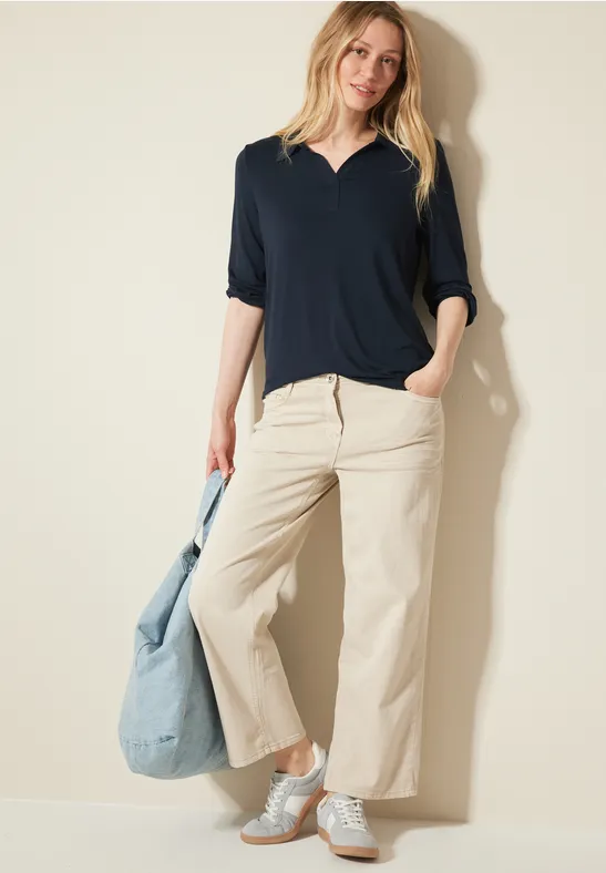 Minimalistisches Poloshirt mit 3/4-Arm