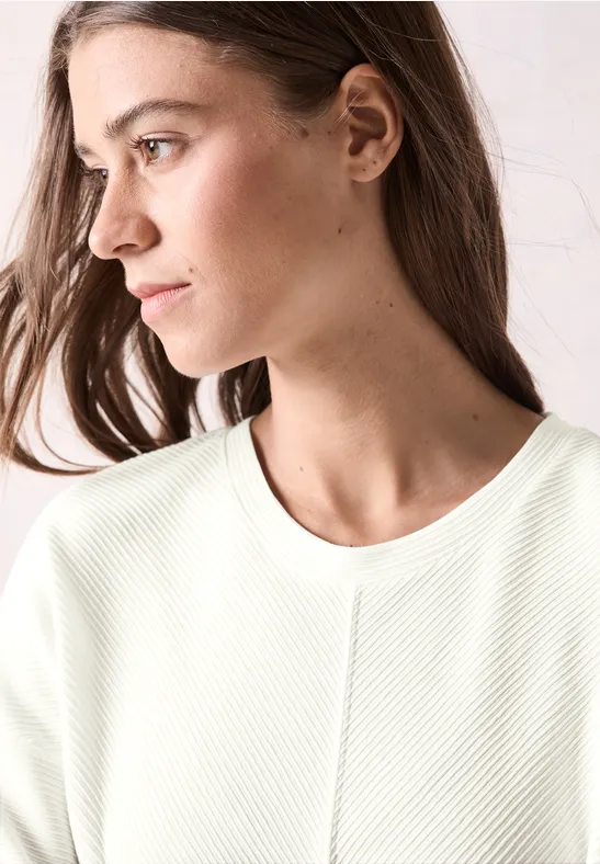 Strukturiertes Ottoman-Ripp Langarmshirt