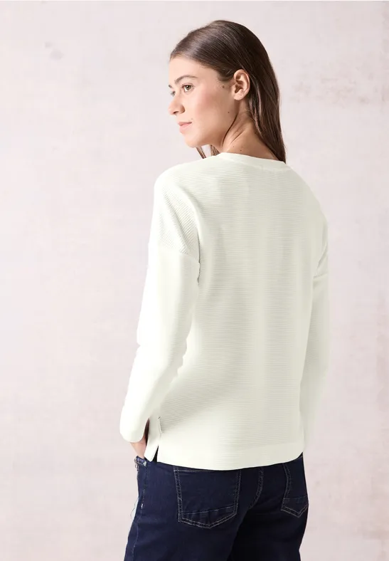 Strukturiertes Ottoman-Ripp Langarmshirt
