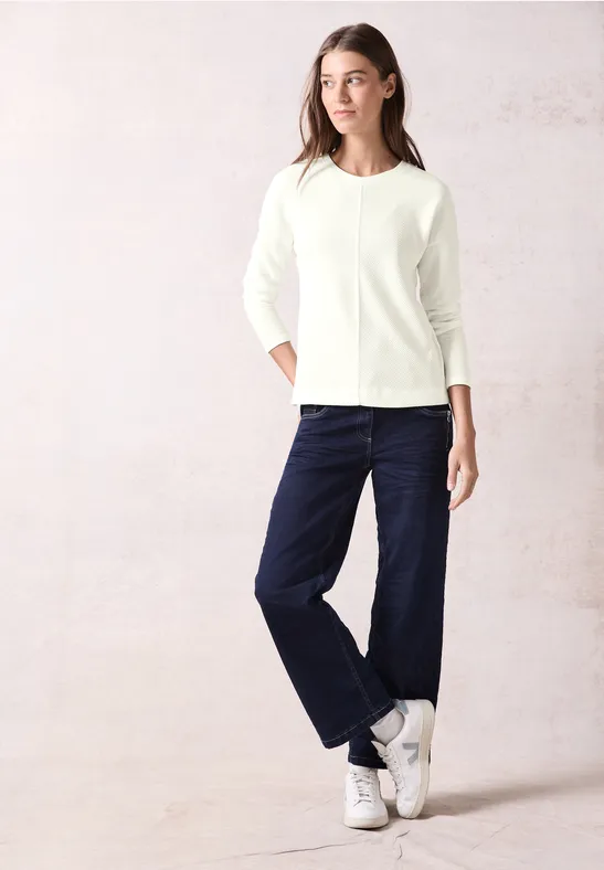 Strukturiertes Ottoman-Ripp Langarmshirt