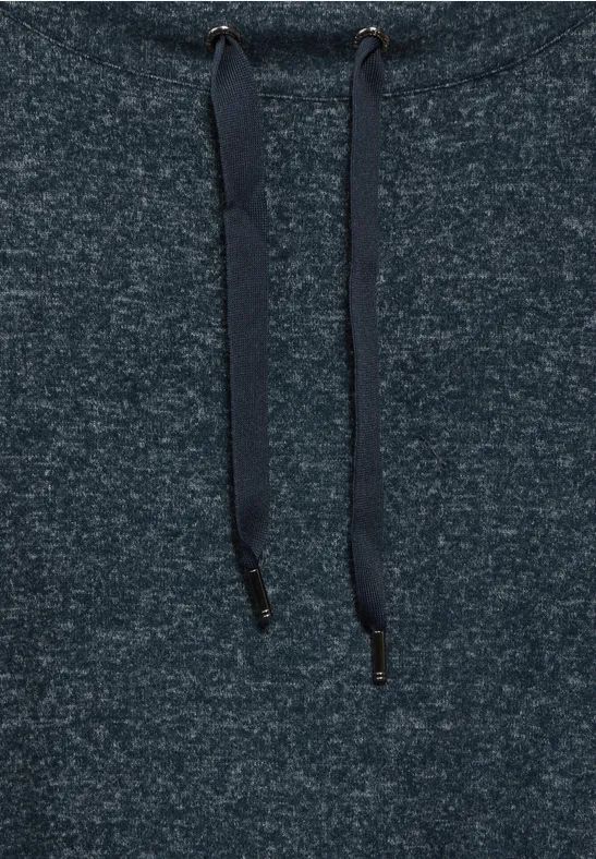 Meliertes Langarmshirt mit Tunnelzug-Kragen