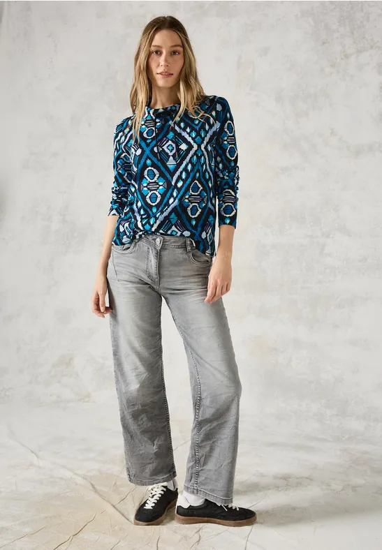 Langarmshirt mit geometrischem Print