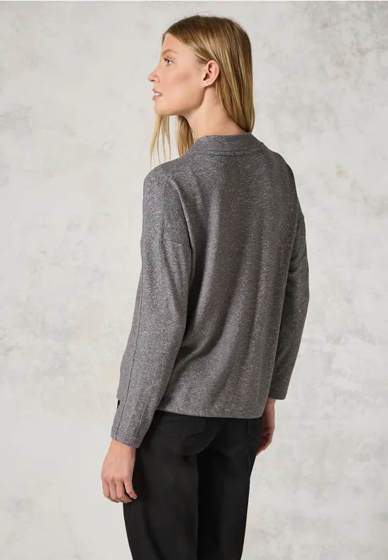 Melange-Langarmshirt mit Glitzer-Akzenten