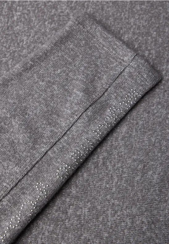 Melange-Langarmshirt mit Glitzer-Akzenten