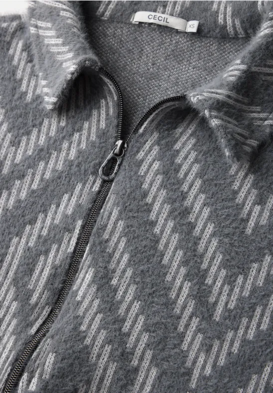Strickjacke mit geometrischem Rautenmuster