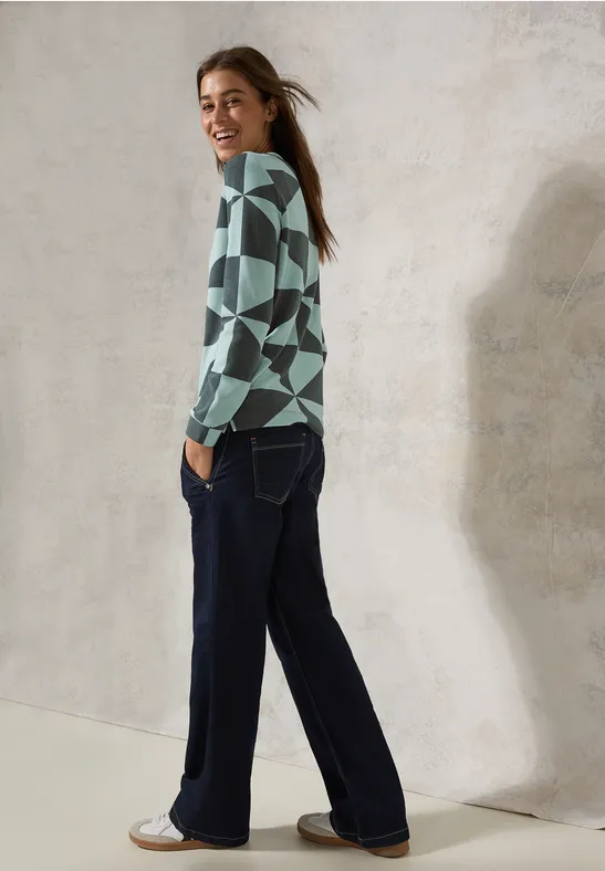 Gemustertes Ottoman-Shirt mit Grafikprint