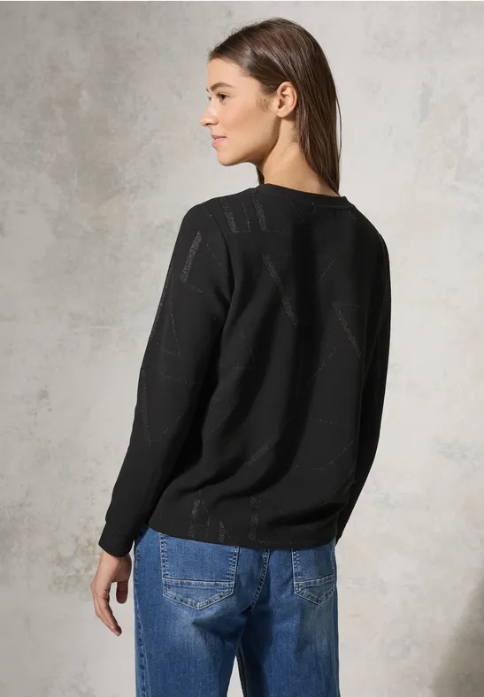 Geometrisches Jacquard-Shirt mit Glitzer