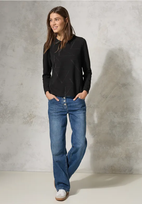 Geometrisches Jacquard-Shirt mit Glitzer