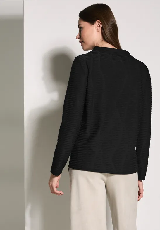 Strukturshirt mit Tunnelzug am Kragen