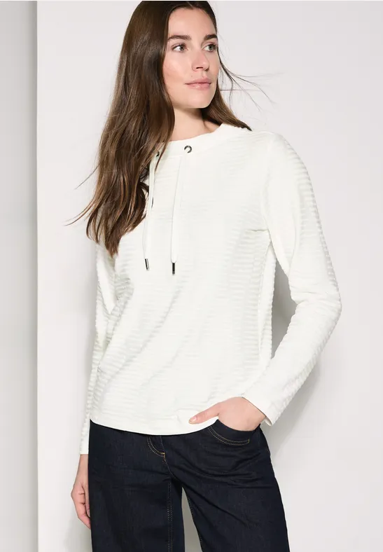 Strukturiertes Langarmshirt mit Tunnelzug