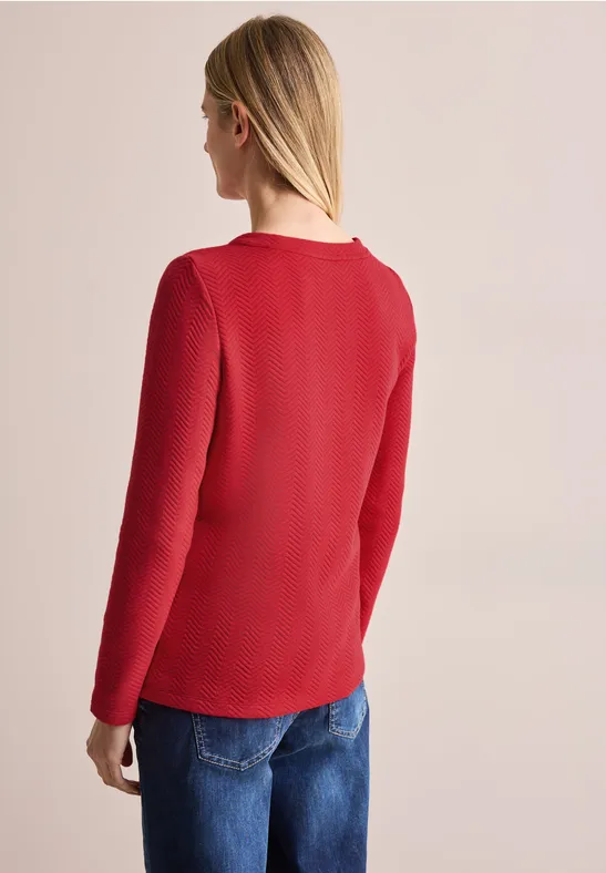 Langarmshirt mit Struktur und Schriftzug