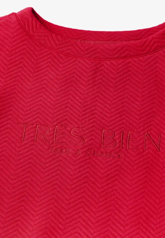 Langarmshirt mit Struktur und Schriftzug