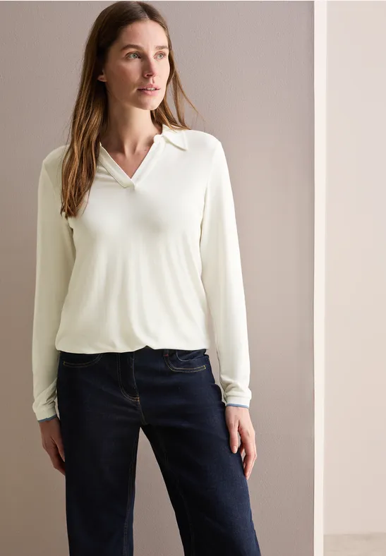Langarmshirt mit Polokragen
