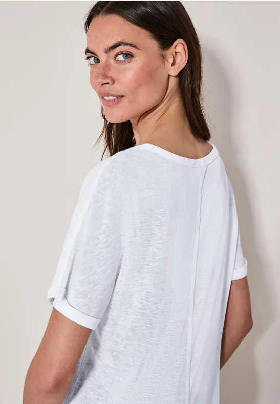 Grafik-T-Shirt im Leinen-Look