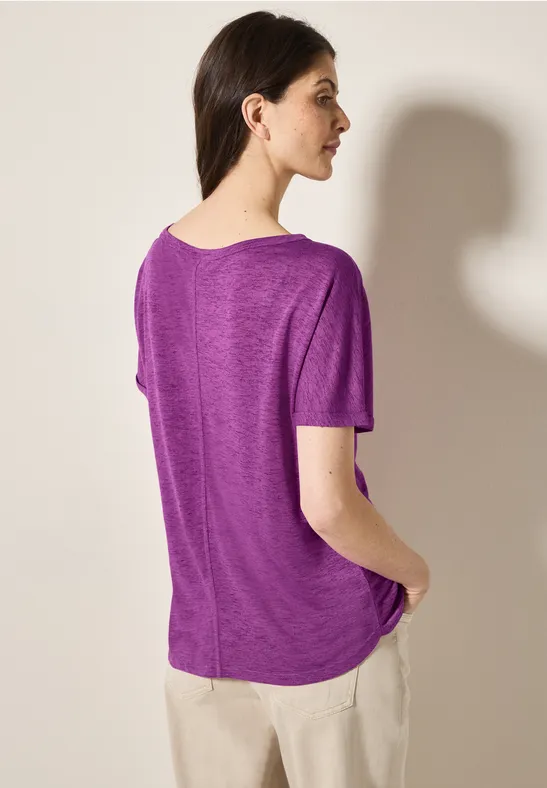 T-Shirt mit Grafik-Print in Leinenoptik